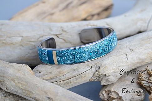 bracelet bleu en pâte polymère