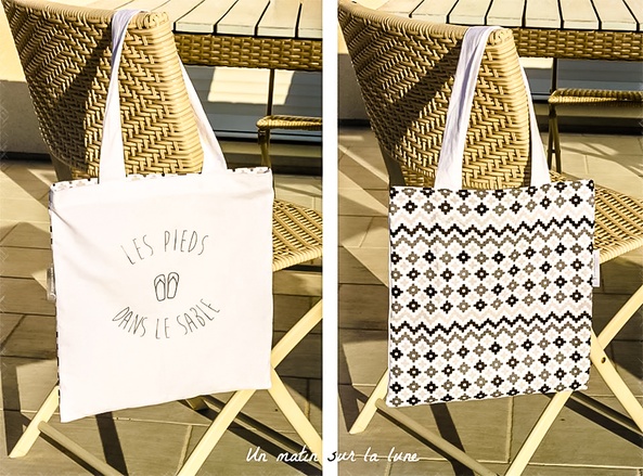 Totebag les pieds dans le sable