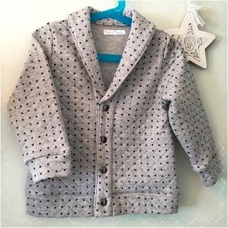 cardigan gris à pois