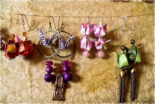 boucles d'oreilles style origami