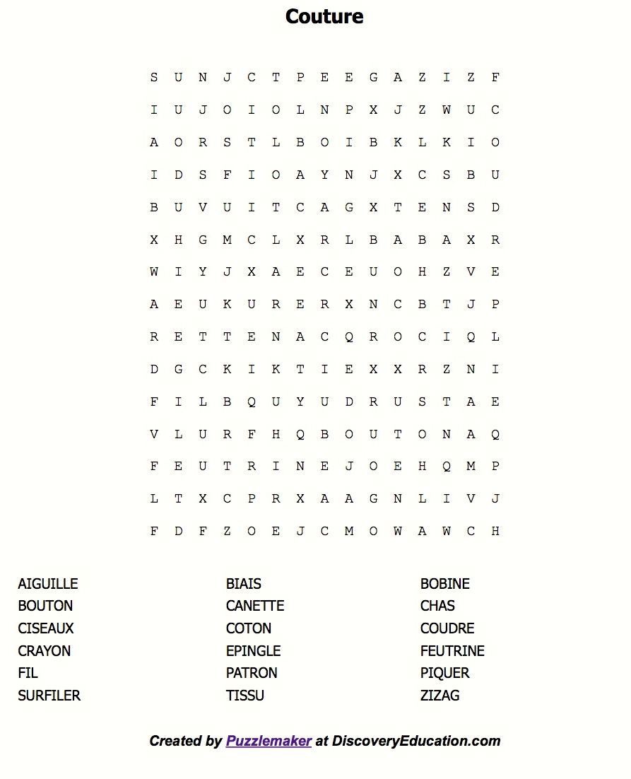 Word Search Puzzle Couture