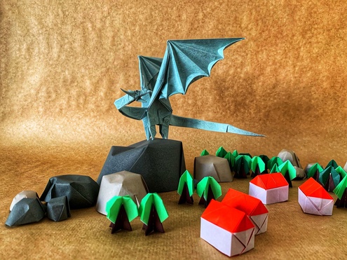 dragon en papier pour origami