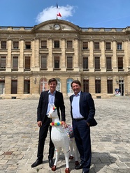 Le maire de Bordeaux et un lama